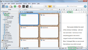 Screenshot of Scrivener showing the same chapter in multiple views